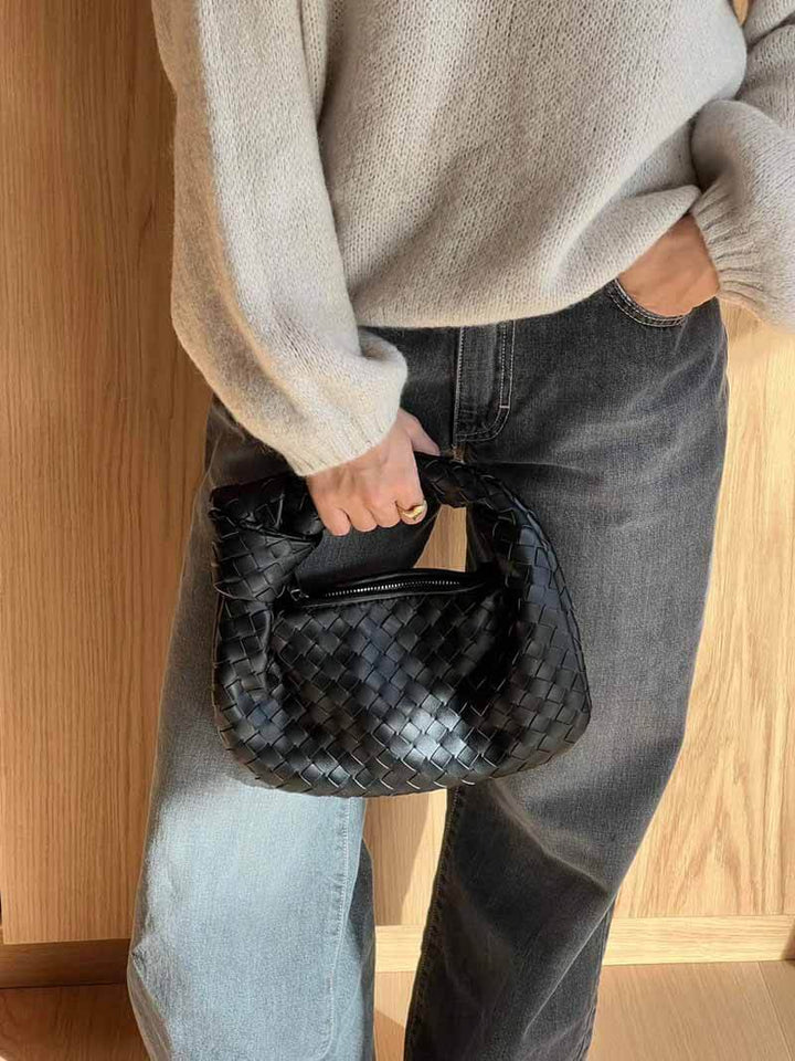 Vega Woven Satchel | Elegant Vegan Leather Handbag