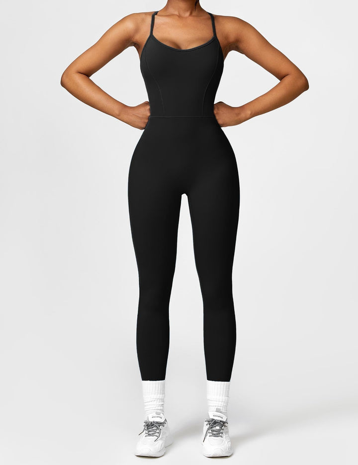 SculptFit Jumpsuit | Criss-Cross Backless & Waist Sculpting