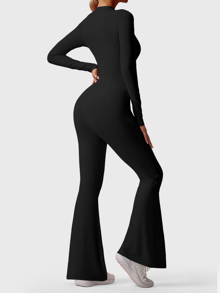 Hope | Flared Zipper Jumpsuit with Half-Zip Collar