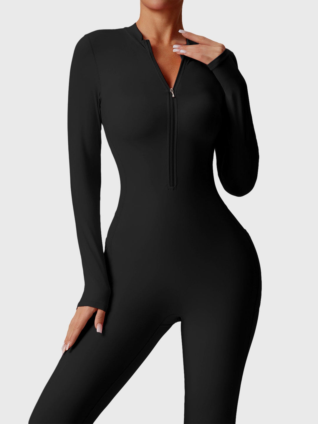 Hope | Flared Zipper Jumpsuit with Half-Zip Collar