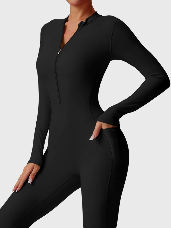 Hope | Flared Zipper Jumpsuit with Half-Zip Collar