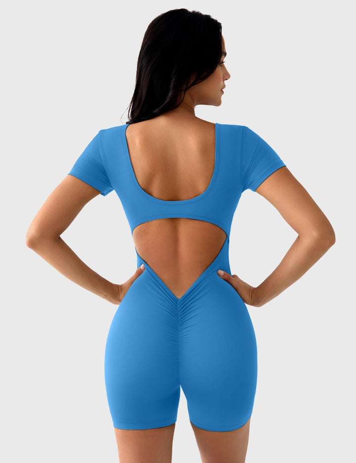 VivaFit Romper | Stylish Scrunch Butt V-Back &amp; U-Neck for Workouts