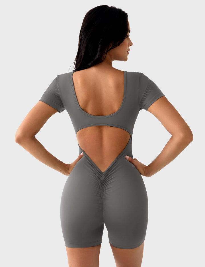 VivaFit Romper | Stylish Scrunch Butt V-Back &amp; U-Neck for Workouts