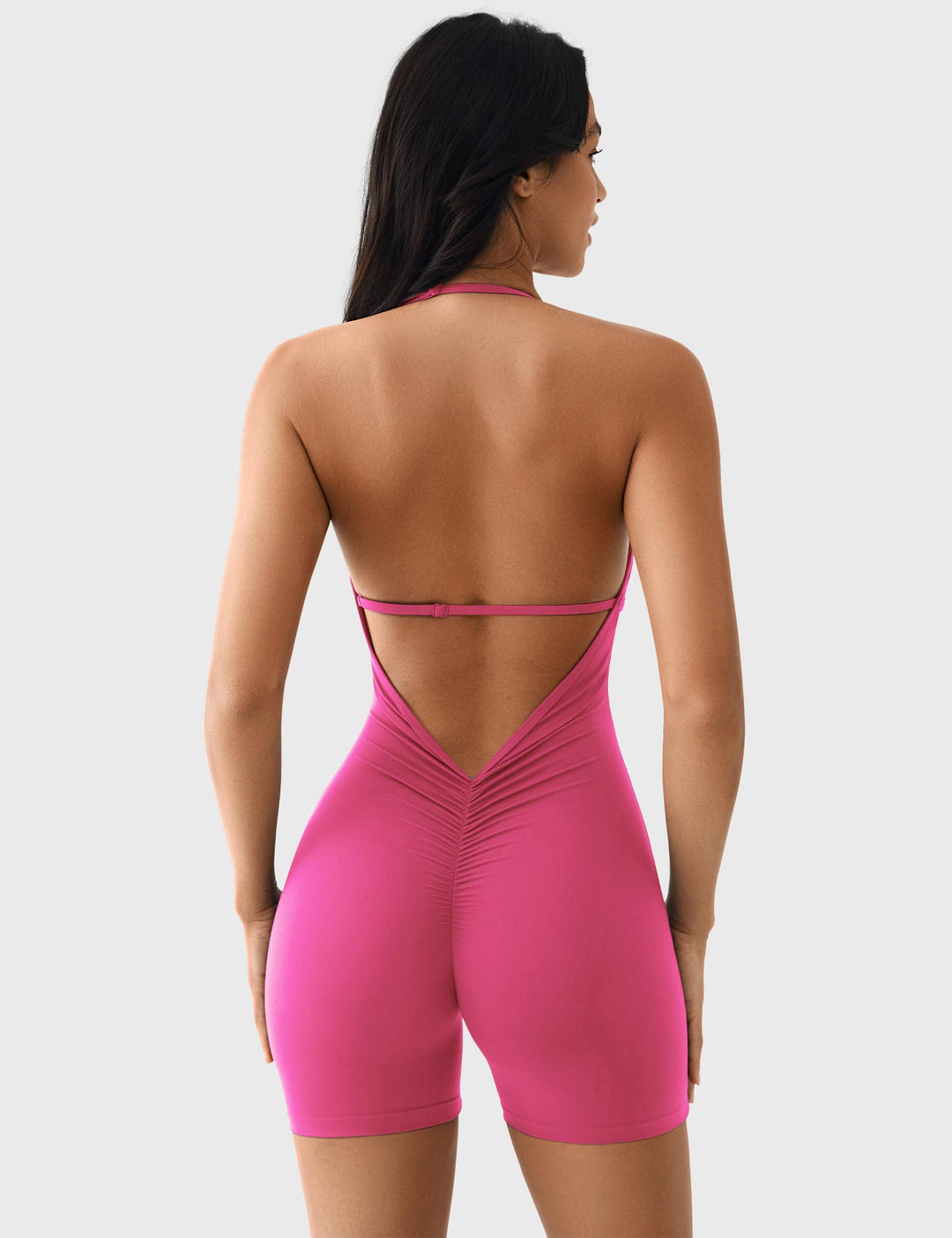 SerenityFit Halter Romper | V-Neck & Butt-Lifting Design for Confidence