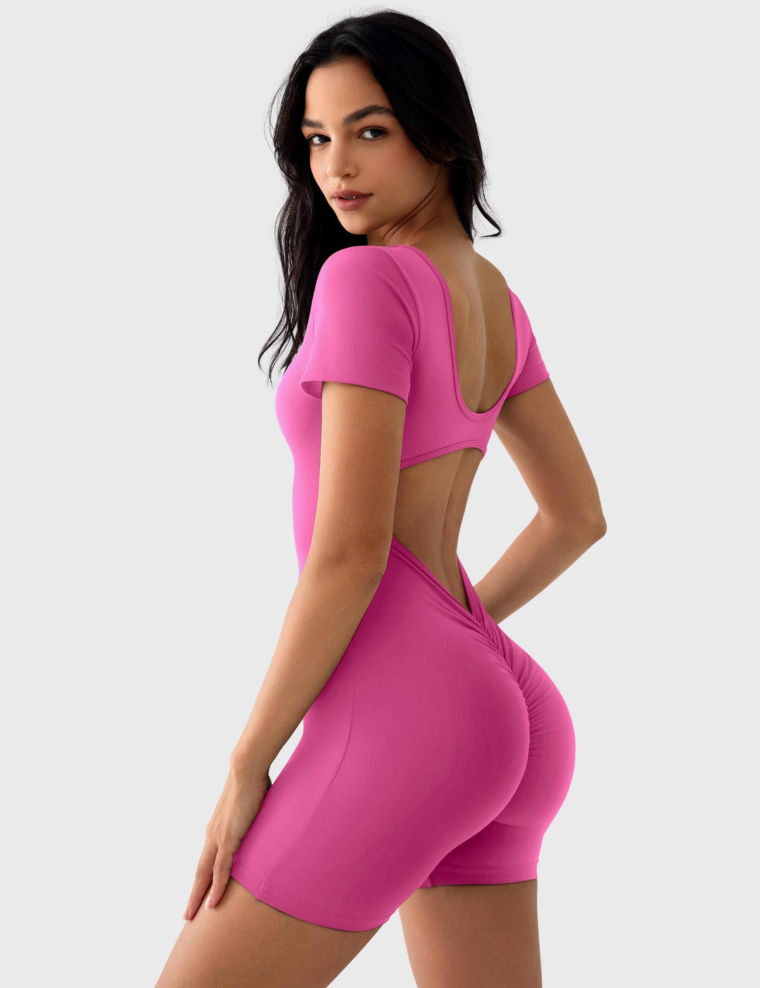 VivaFit Romper | Stylish Scrunch Butt V-Back &amp; U-Neck for Workouts