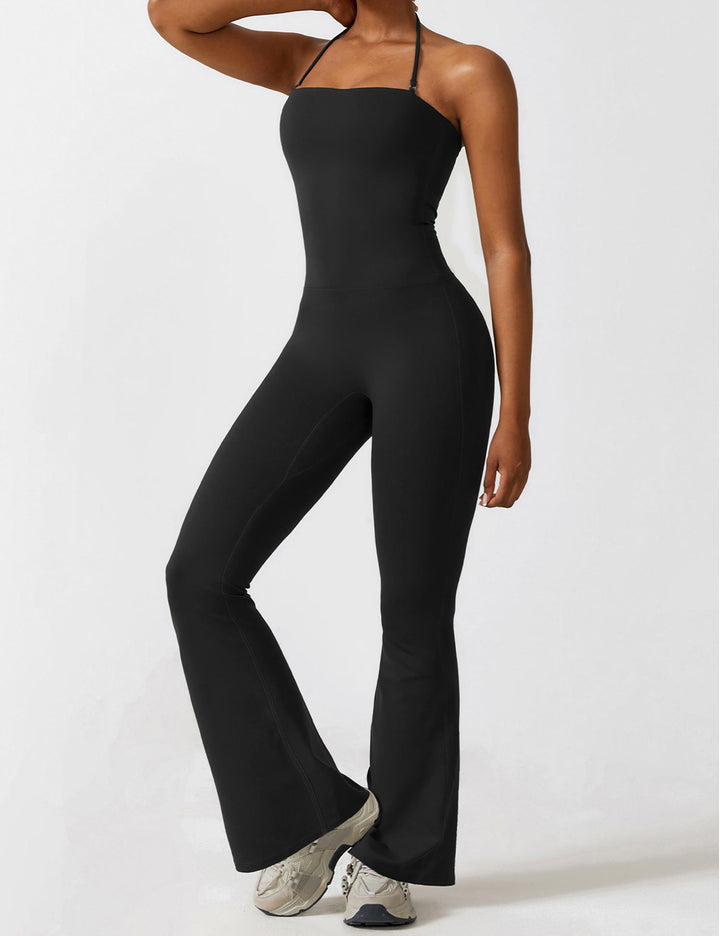 Celeste – Convertible Halter Jumpsuit with Removable Straps, Flared Pants