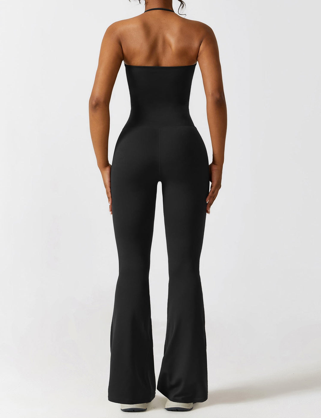 Celeste – Convertible Halter Jumpsuit with Removable Straps, Flared Pants