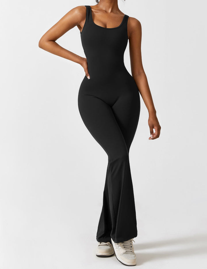 LIVIA – Flared Open-Back Jumpsuit with Scrunch Butt