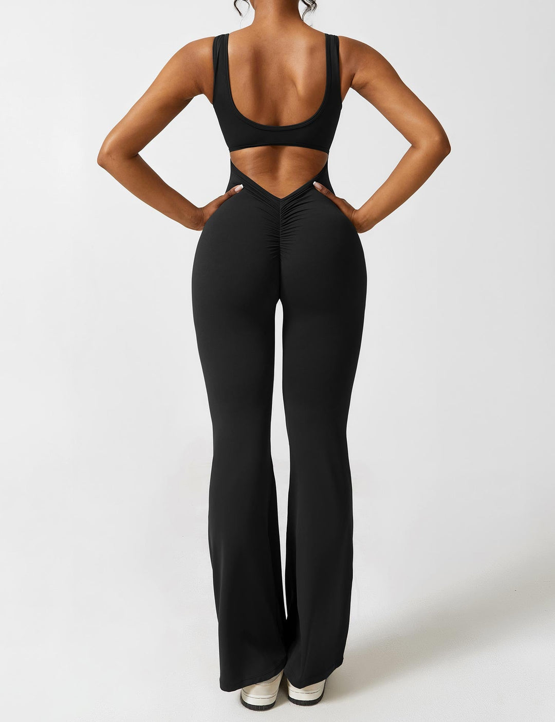 LIVIA – Flared Open-Back Jumpsuit with Scrunch Butt