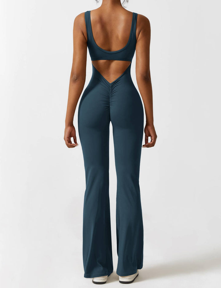 LIVIA – Flared Open-Back Jumpsuit with Scrunch Butt