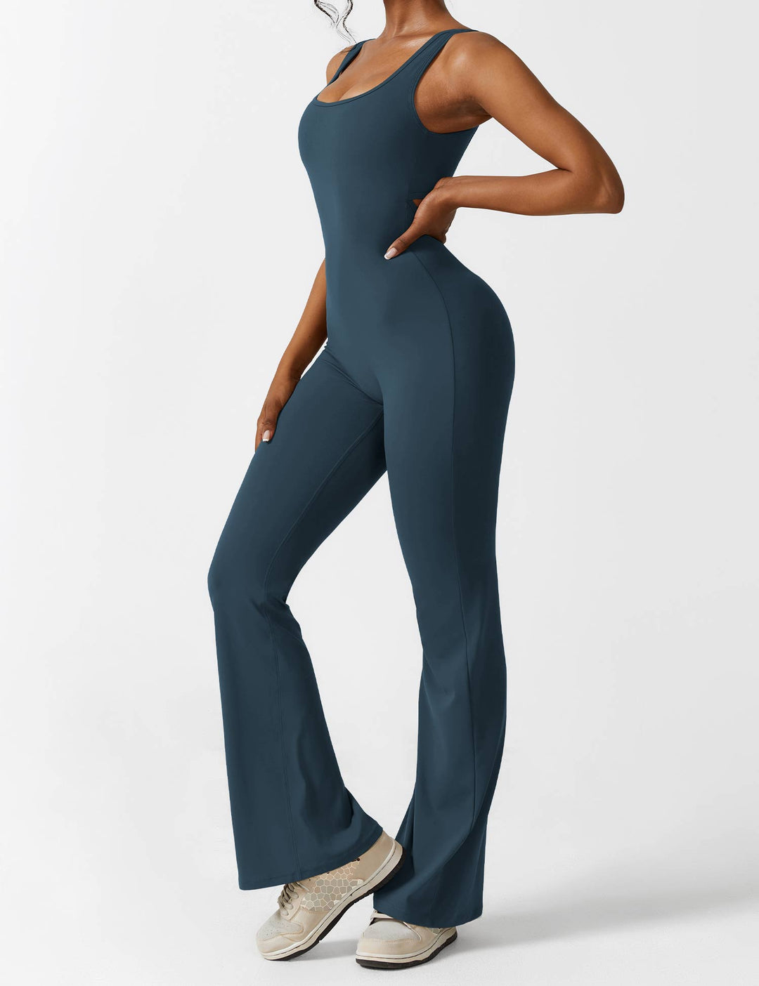 LIVIA – Flared Open-Back Jumpsuit with Scrunch Butt