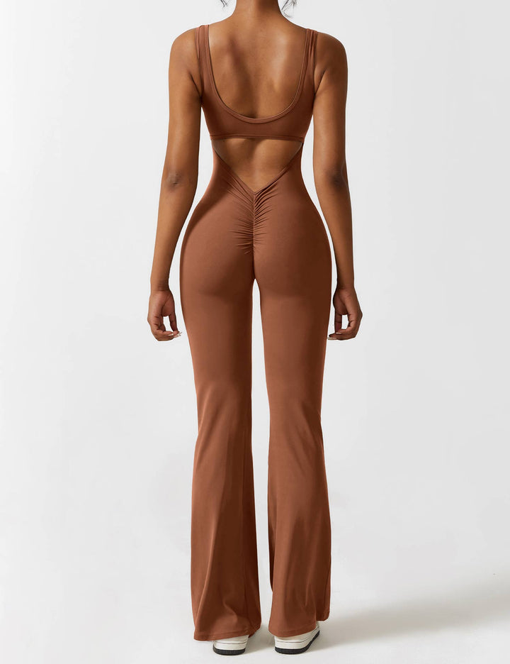 LIVIA – Flared Open-Back Jumpsuit with Scrunch Butt