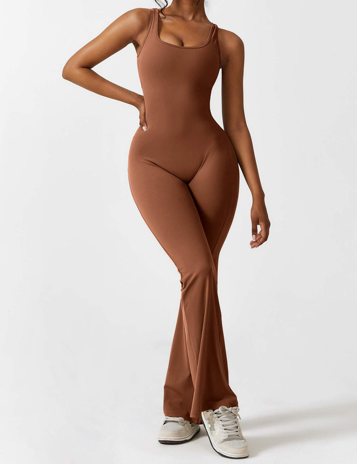 LIVIA – Flared Open-Back Jumpsuit with Scrunch Butt