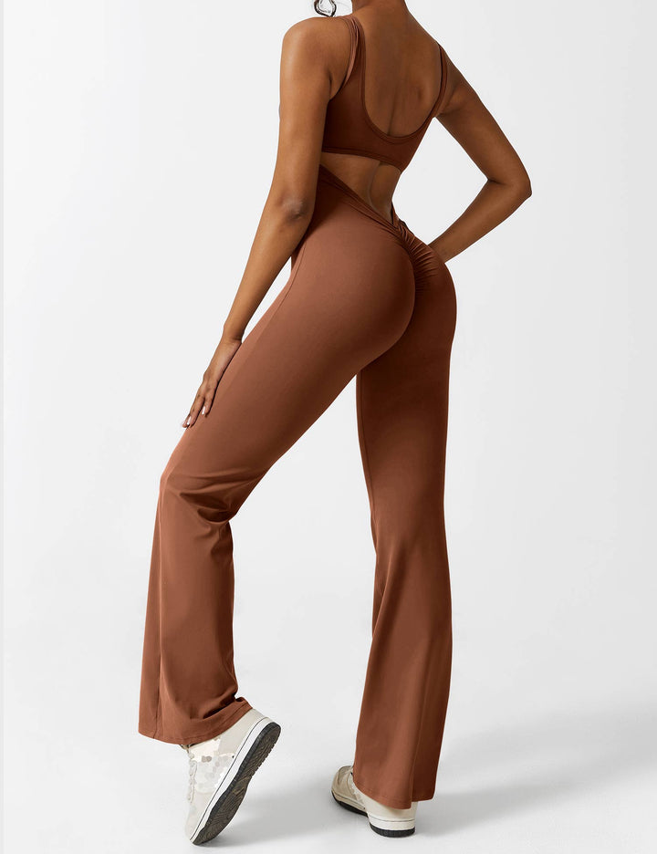 LIVIA – Flared Open-Back Jumpsuit with Scrunch Butt