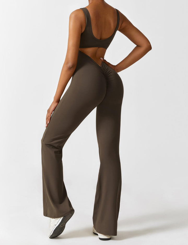 LIVIA – Flared Open-Back Jumpsuit with Scrunch Butt