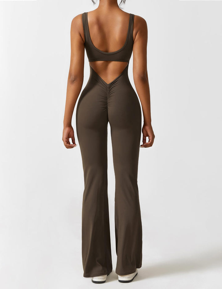 LIVIA – Flared Open-Back Jumpsuit with Scrunch Butt