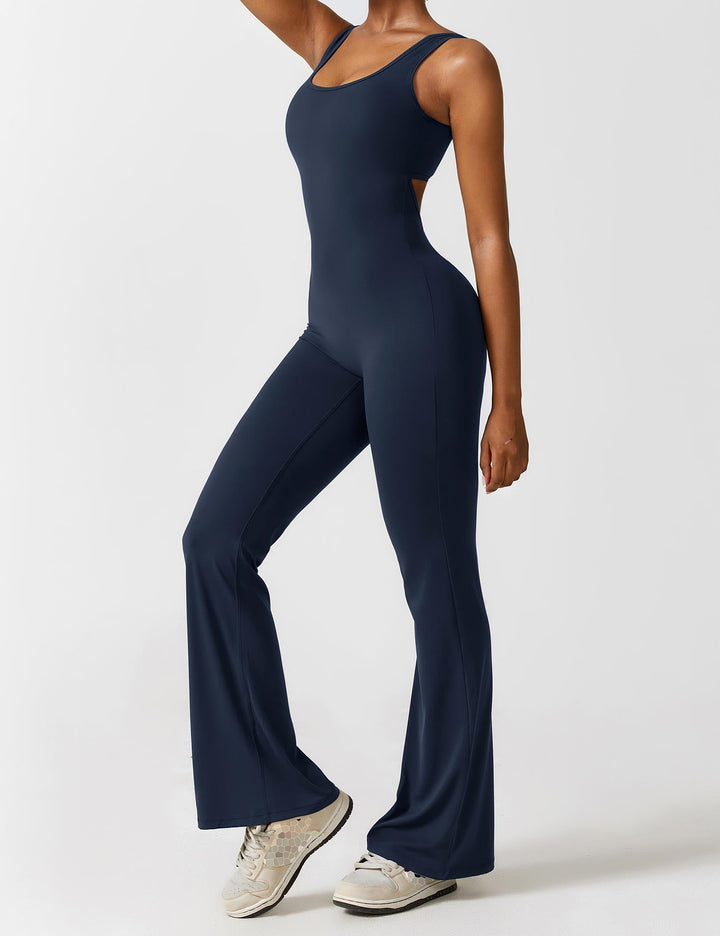 LIVIA – Flared Open-Back Jumpsuit with Scrunch Butt