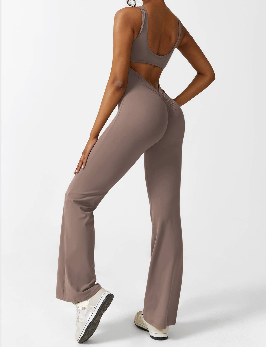 LIVIA – Flared Open-Back Jumpsuit with Scrunch Butt