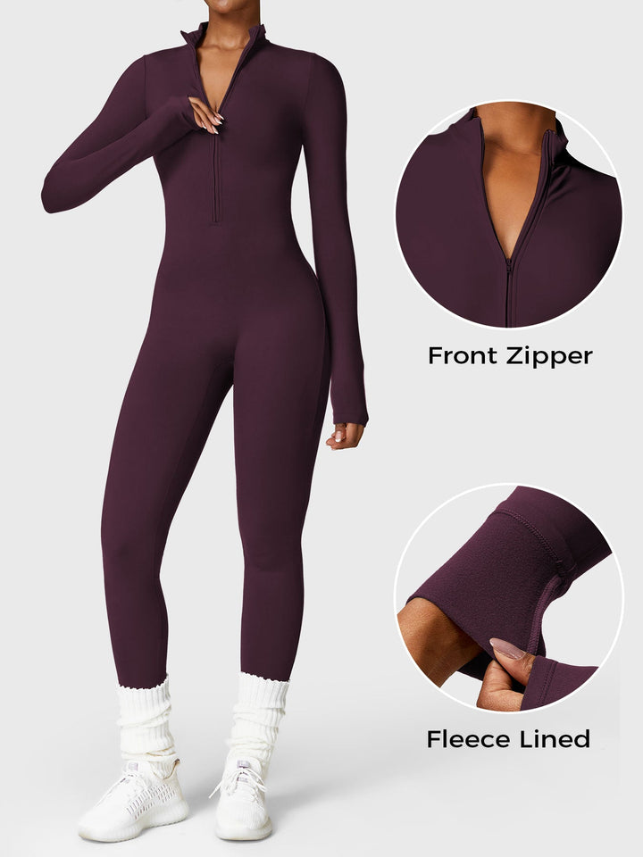 Sara - Cozy Fleece-Lined Zipper Jumpsuit