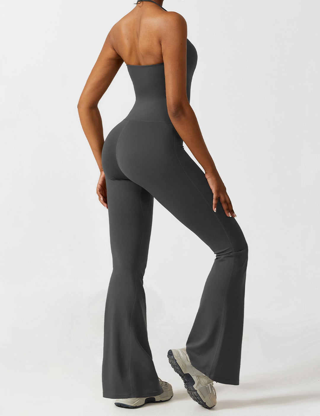 Celeste – Convertible Halter Jumpsuit with Removable Straps, Flared Pants