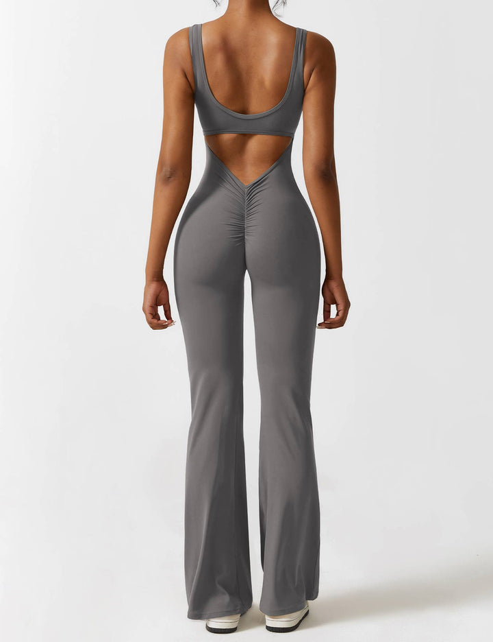 LIVIA – Flared Open-Back Jumpsuit with Scrunch Butt