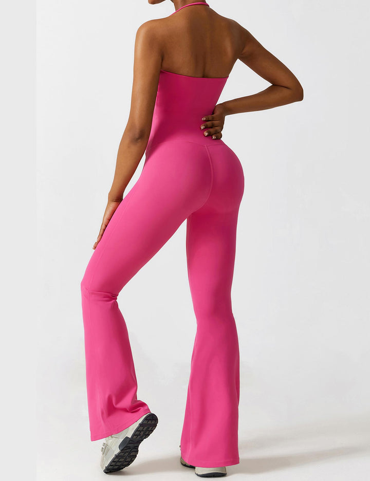 Celeste – Convertible Halter Jumpsuit with Removable Straps, Flared Pants