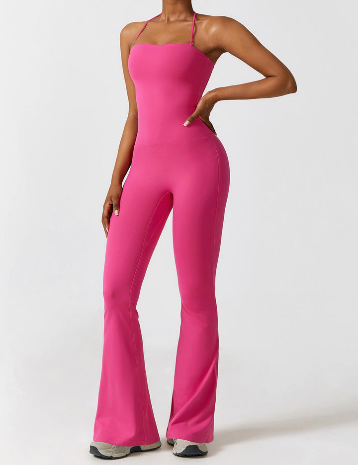 Celeste – Convertible Halter Jumpsuit with Removable Straps, Flared Pants