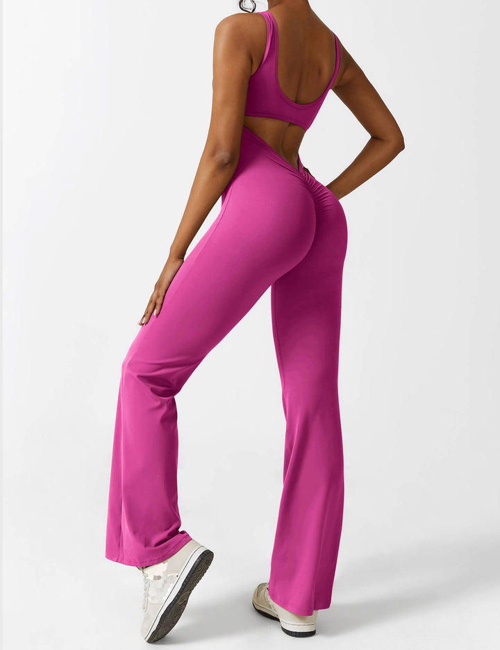 LIVIA – Flared Open-Back Jumpsuit with Scrunch Butt