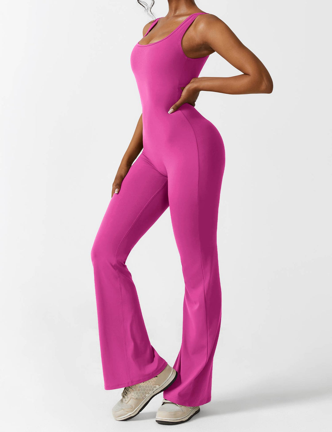 LIVIA – Flared Open-Back Jumpsuit with Scrunch Butt