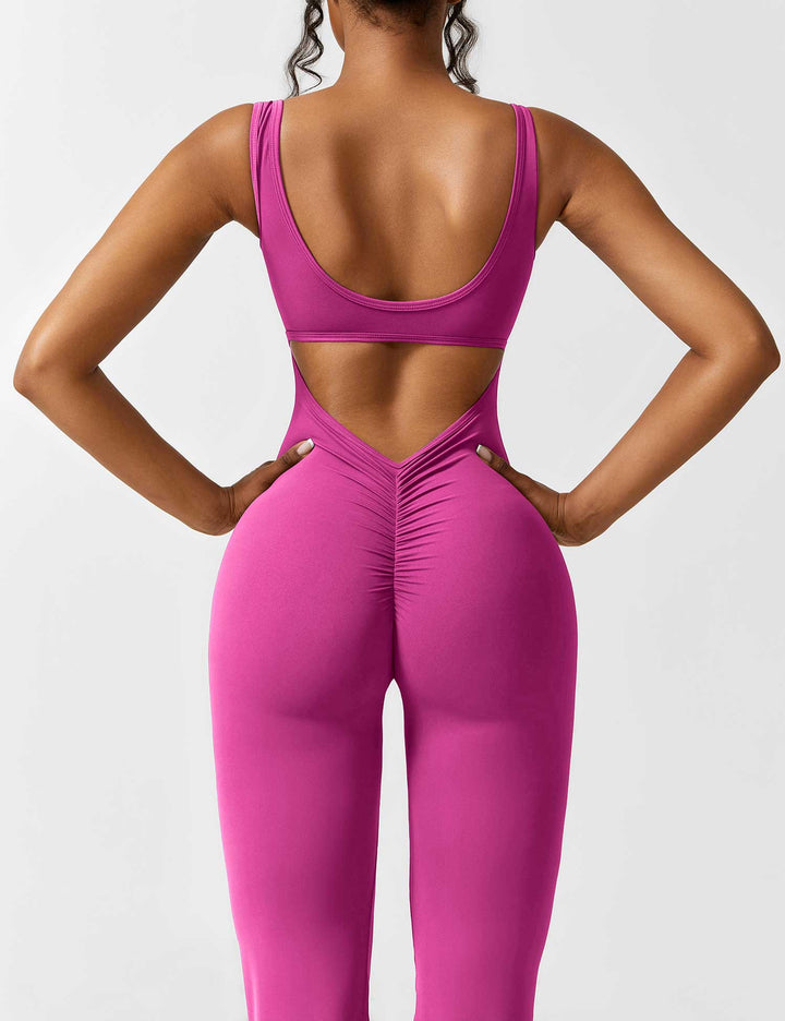 LIVIA – Flared Open-Back Jumpsuit with Scrunch Butt