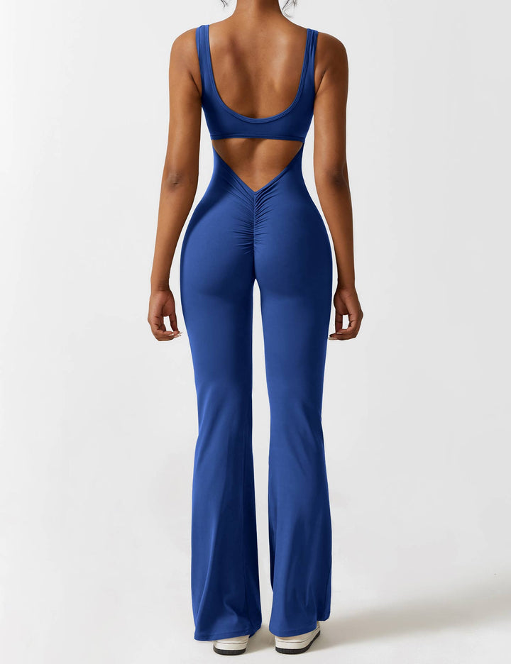 LIVIA – Flared Open-Back Jumpsuit with Scrunch Butt