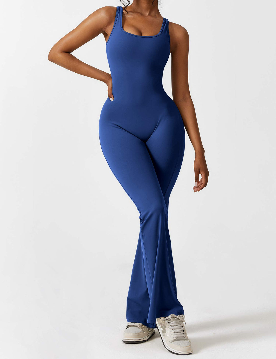 LIVIA – Flared Open-Back Jumpsuit with Scrunch Butt