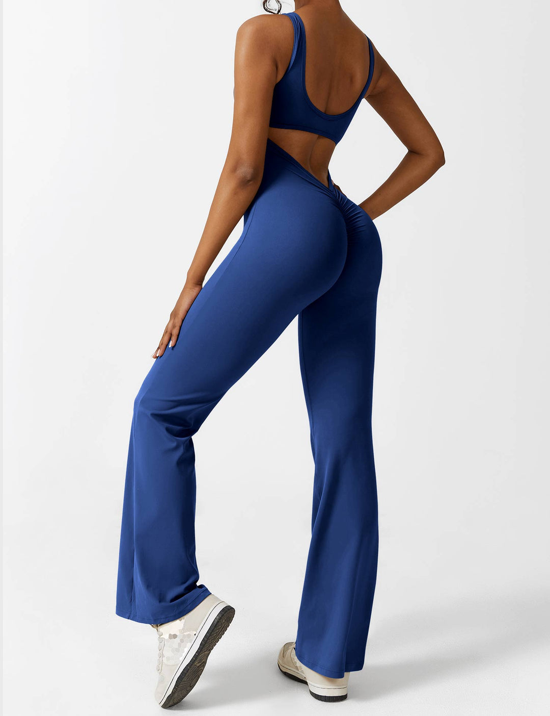 LIVIA – Flared Open-Back Jumpsuit with Scrunch Butt