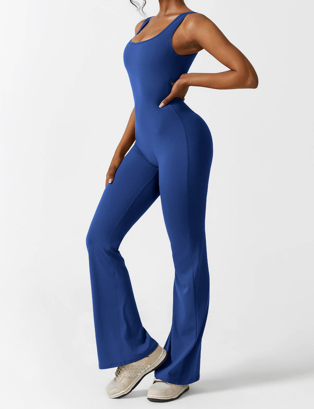 LIVIA – Flared Open-Back Jumpsuit with Scrunch Butt