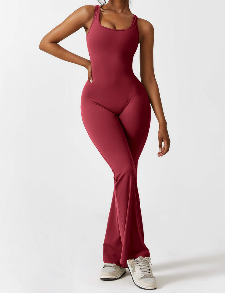 LIVIA – Flared Open-Back Jumpsuit with Scrunch Butt