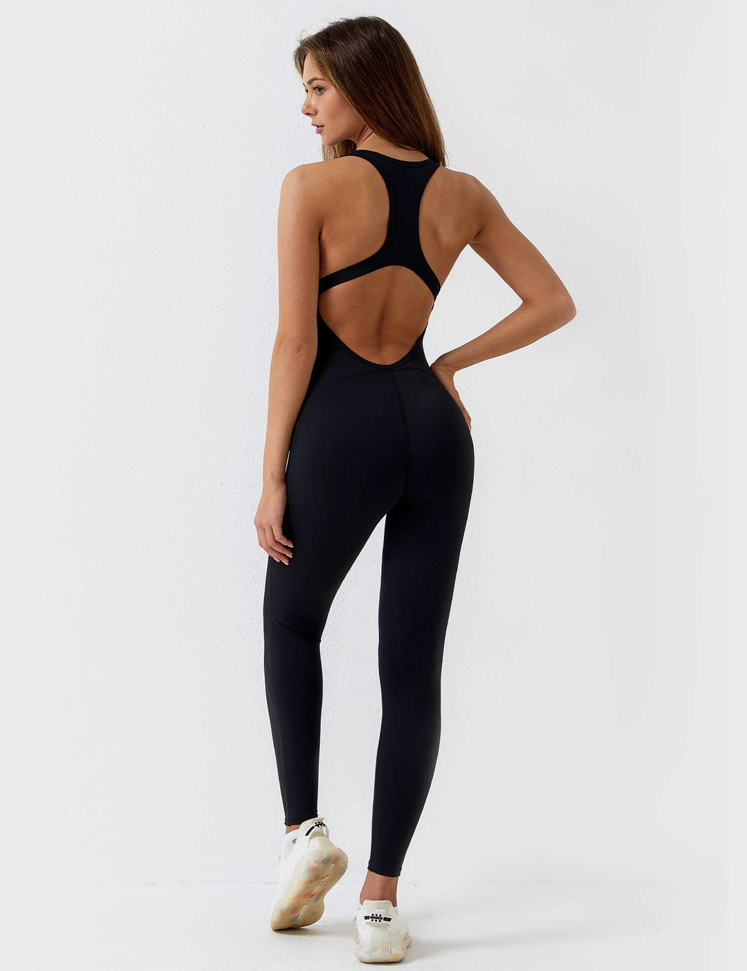 Elysia – U-Neck Jumpsuit with Open Back