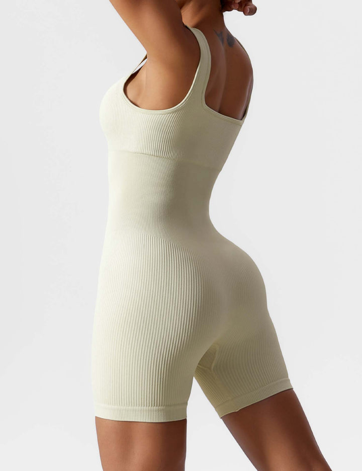 FlexiFit U-Neck Romper | Waist Cinching Design & Seamless Ribbed Knit