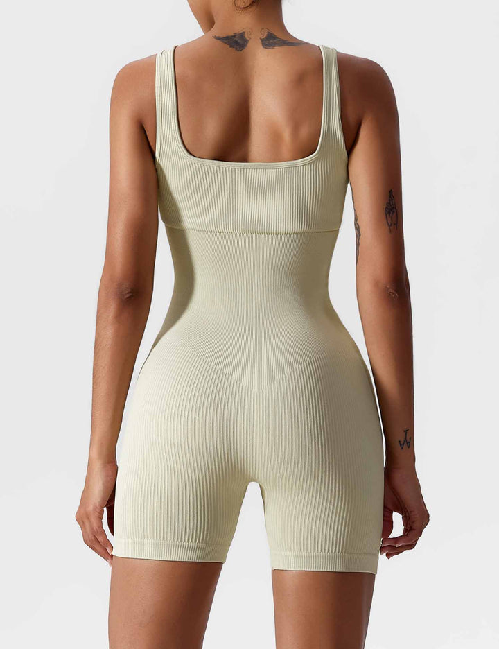 FlexiFit U-Neck Romper | Waist Cinching Design & Seamless Ribbed Knit