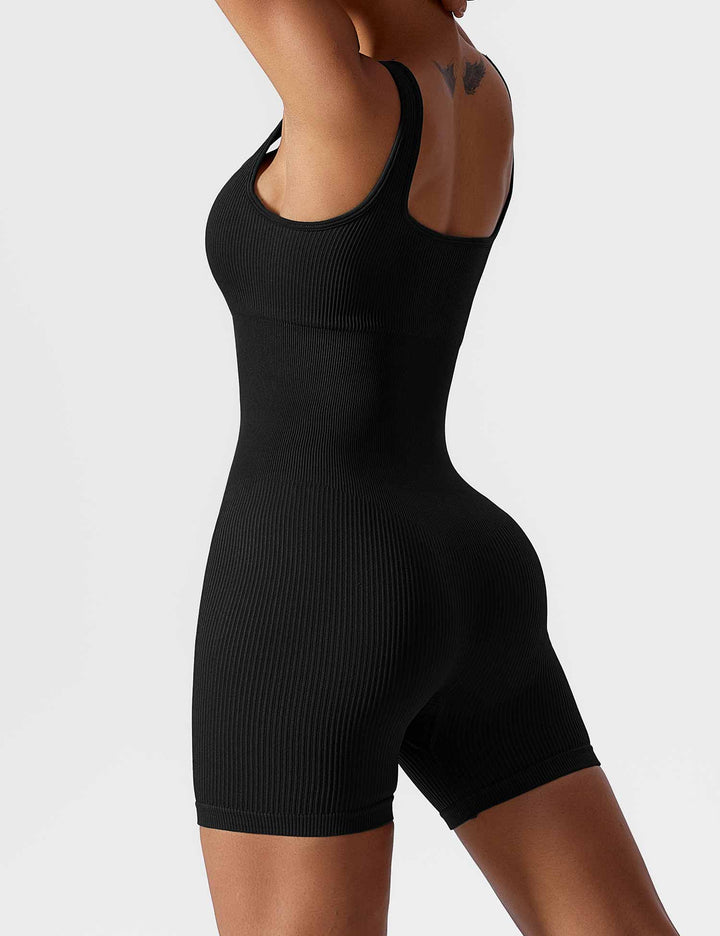 FlexiFit U-Neck Romper | Waist Cinching Design & Seamless Ribbed Knit