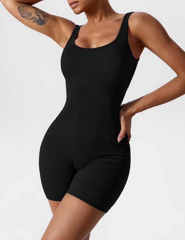 FlexiFit U-Neck Romper | Waist Cinching Design & Seamless Ribbed Knit