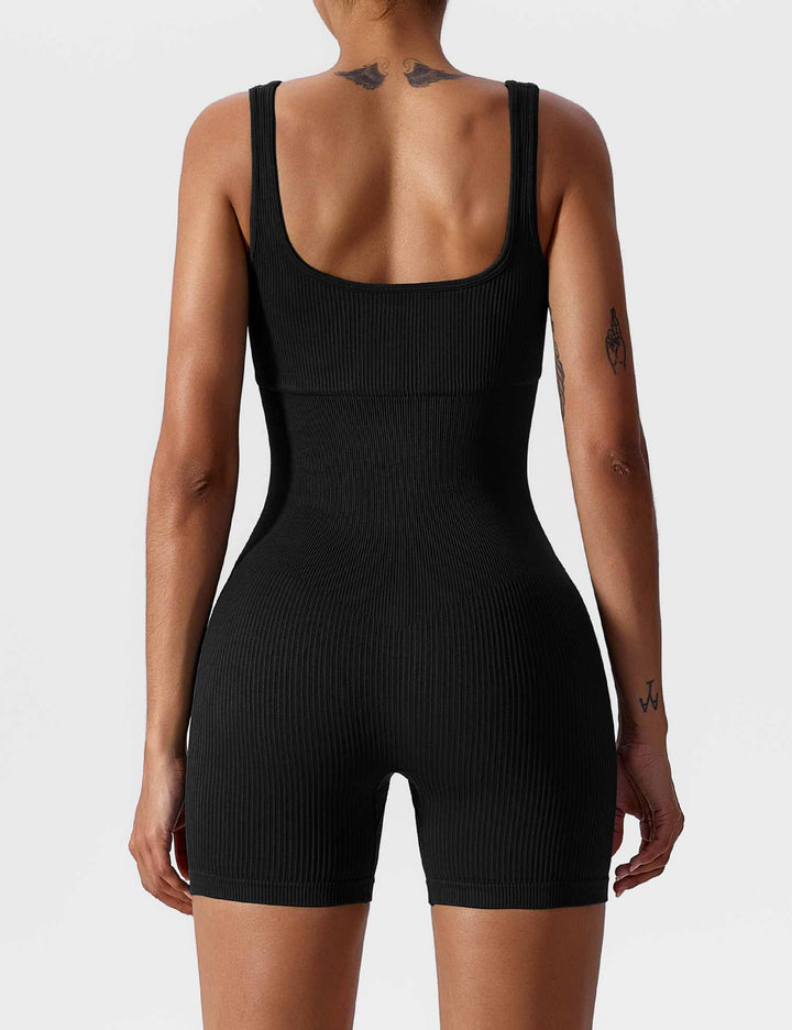 FlexiFit U-Neck Romper | Waist Cinching Design & Seamless Ribbed Knit