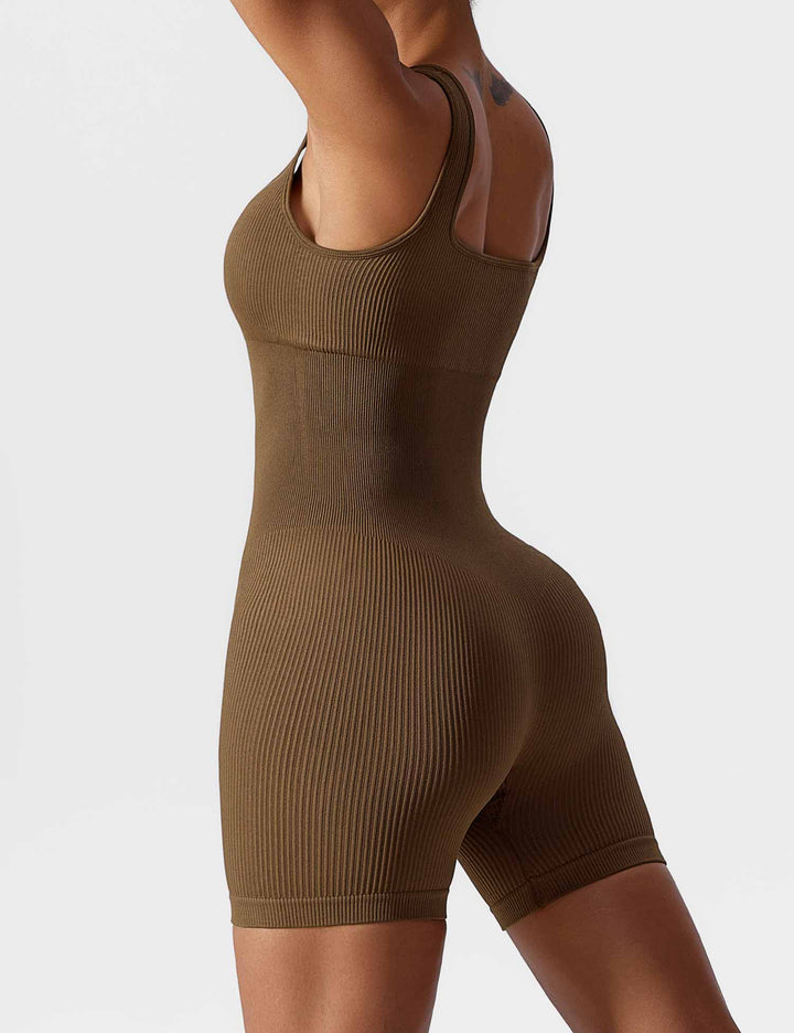 FlexiFit U-Neck Romper | Waist Cinching Design & Seamless Ribbed Knit