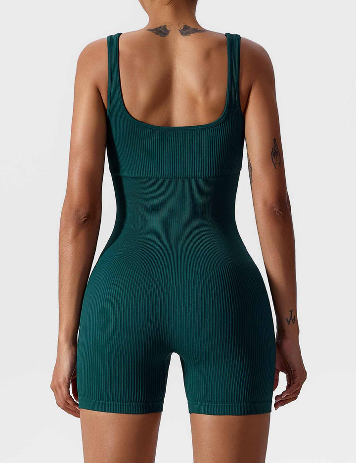 FlexiFit U-Neck Romper | Waist Cinching Design & Seamless Ribbed Knit