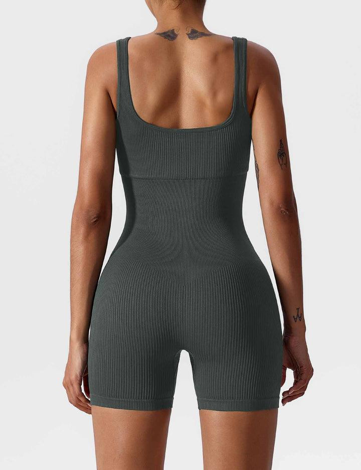 FlexiFit U-Neck Romper | Waist Cinching Design & Seamless Ribbed Knit