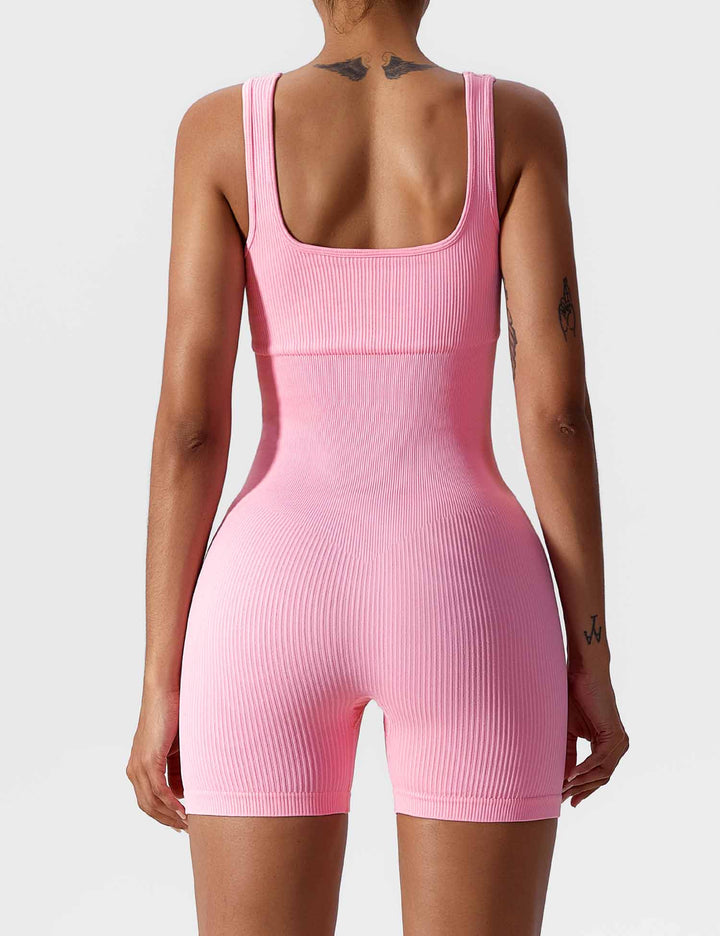 FlexiFit U-Neck Romper | Waist Cinching Design & Seamless Ribbed Knit