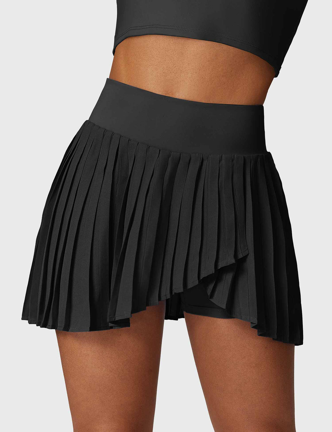 AceCourt 2-Piece Tennis Skirt Set | V-Neck Polo Top & High-Waisted Pleated Skirt