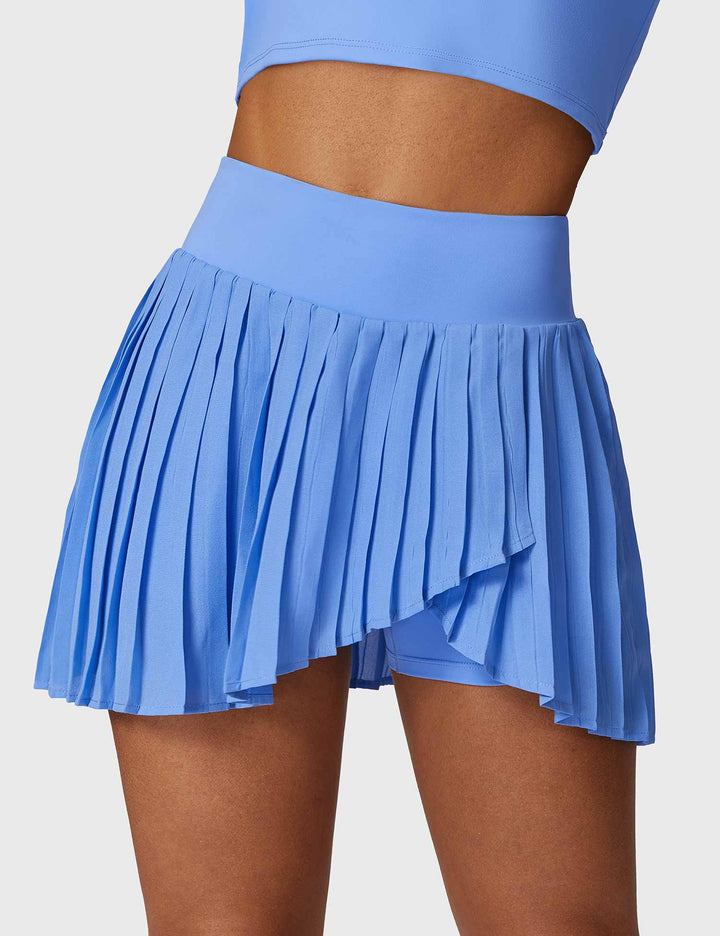 AceCourt 2-Piece Tennis Skirt Set | V-Neck Polo Top & High-Waisted Pleated Skirt