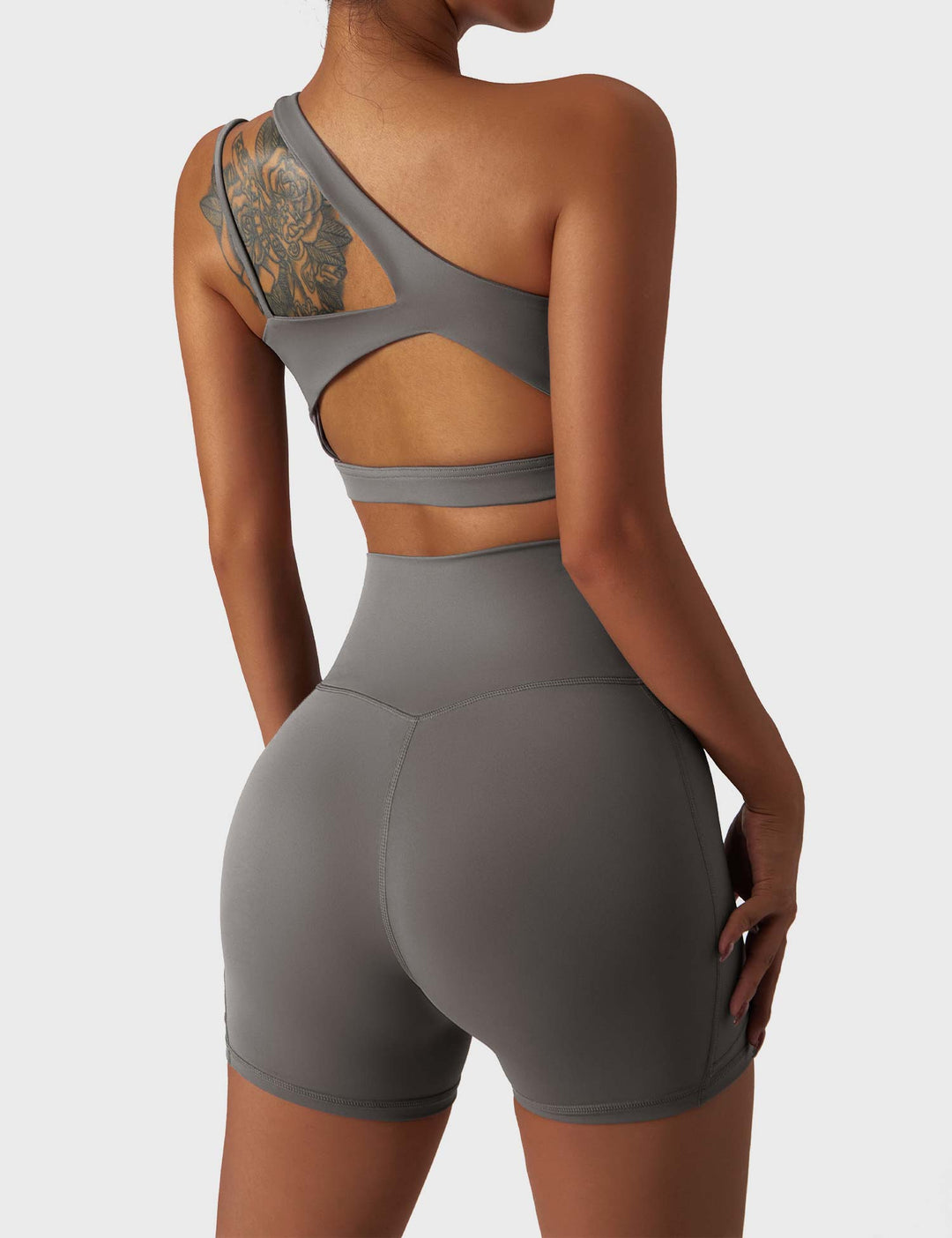 Athléva Luxe Activewear Set | Asymmetrical One-Shoulder Top with High-Waisted Shorts or Leggings