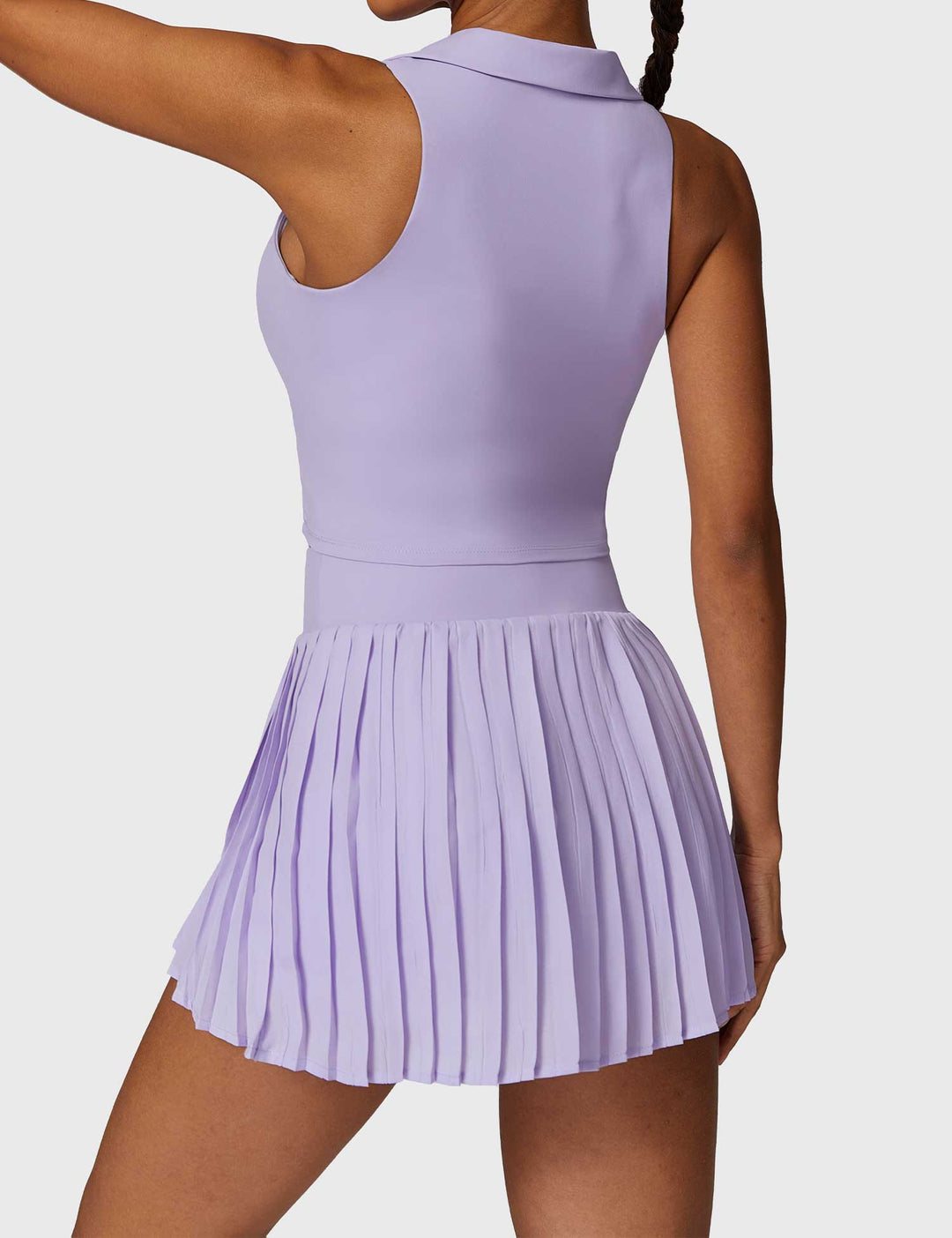 AceCourt 2-Piece Tennis Skirt Set | V-Neck Polo Top & High-Waisted Pleated Skirt