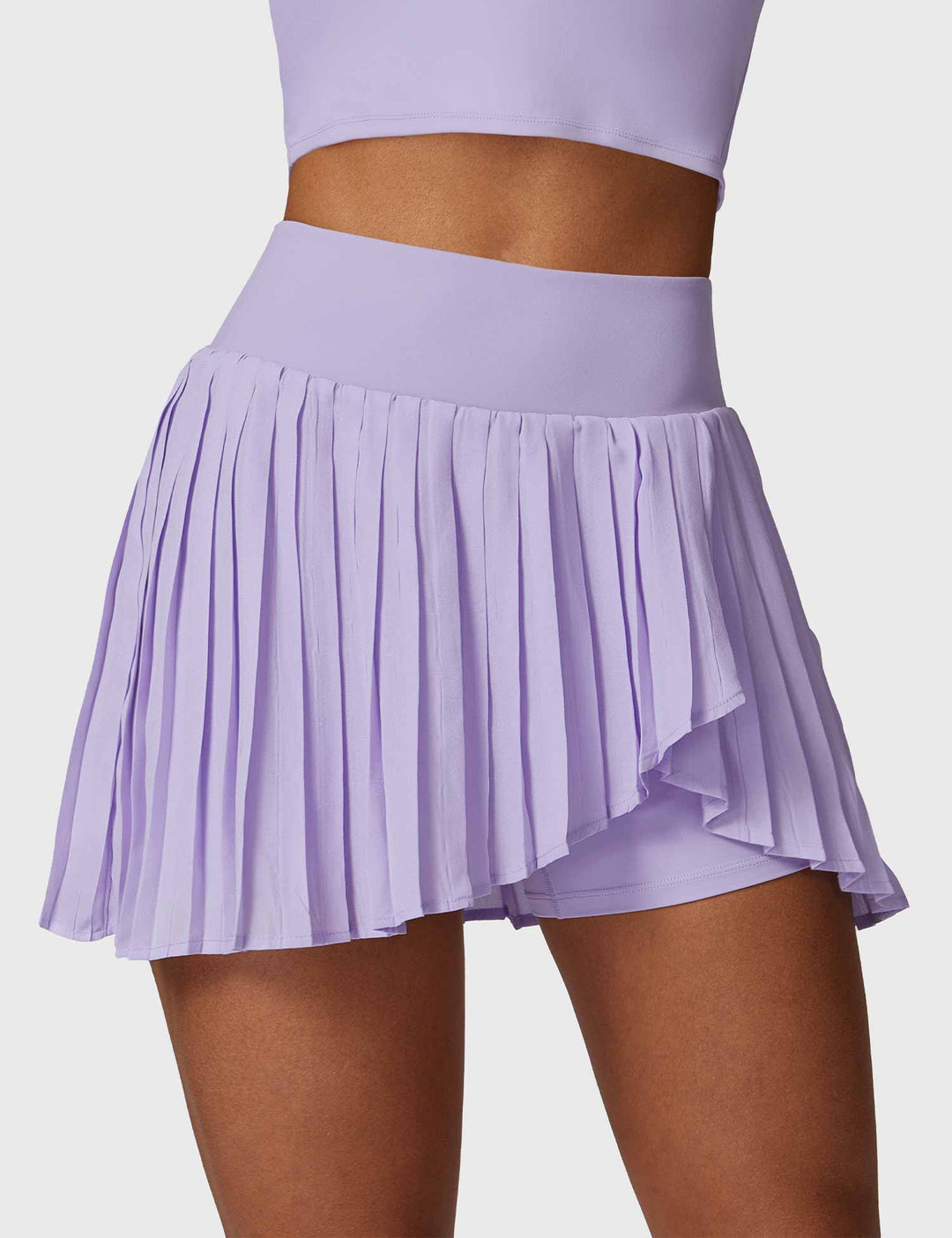 AceCourt 2-Piece Tennis Skirt Set | V-Neck Polo Top & High-Waisted Pleated Skirt